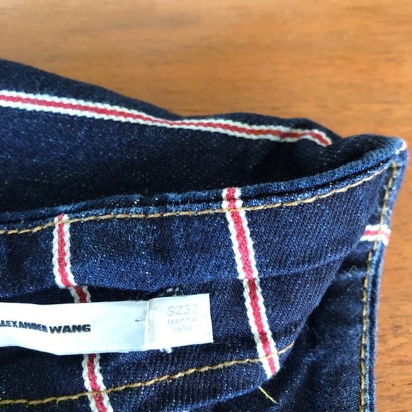 T by Alexander Wang 100% Cotton Denim Mini Skirt Red/White Stripe Sz 2 -‎ EUC - Picture 5 of 6